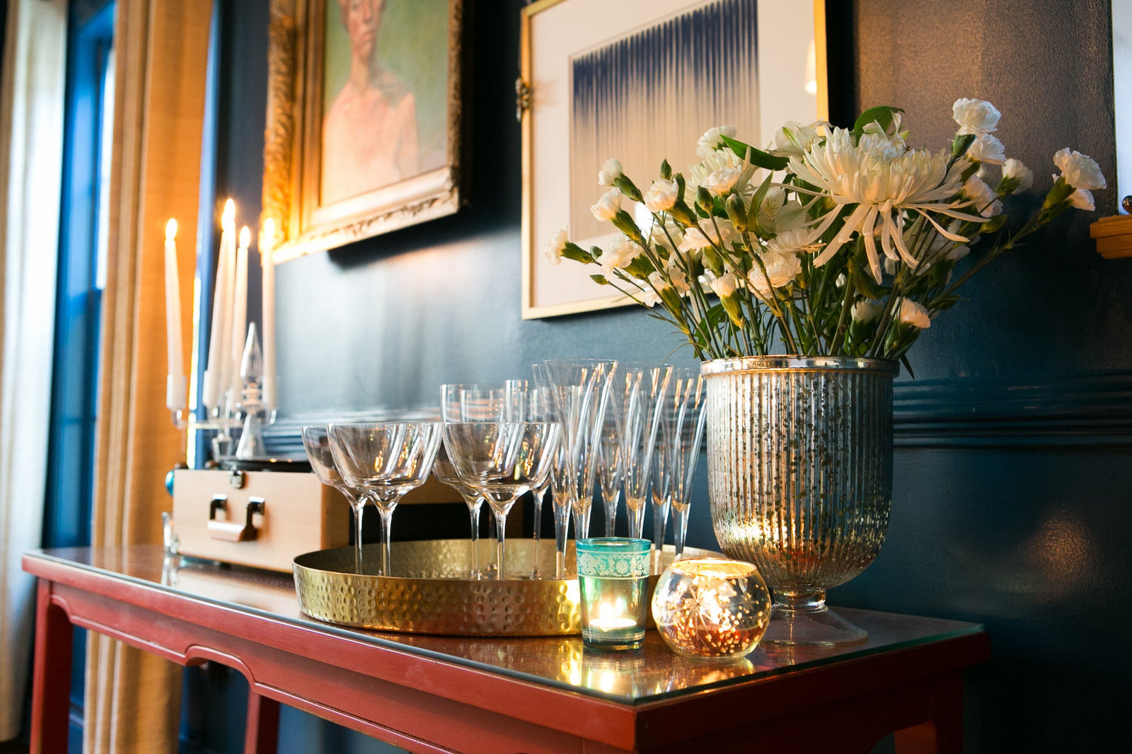 Vintage Mercury Glass Globe Holder (3-Inch, Mary Design, Silver) - For use with Tea Lights - Home Decor, Parties and Wedding Decorations - PaperLanternStore.com - Paper Lanterns, Decor, Party Lights & More