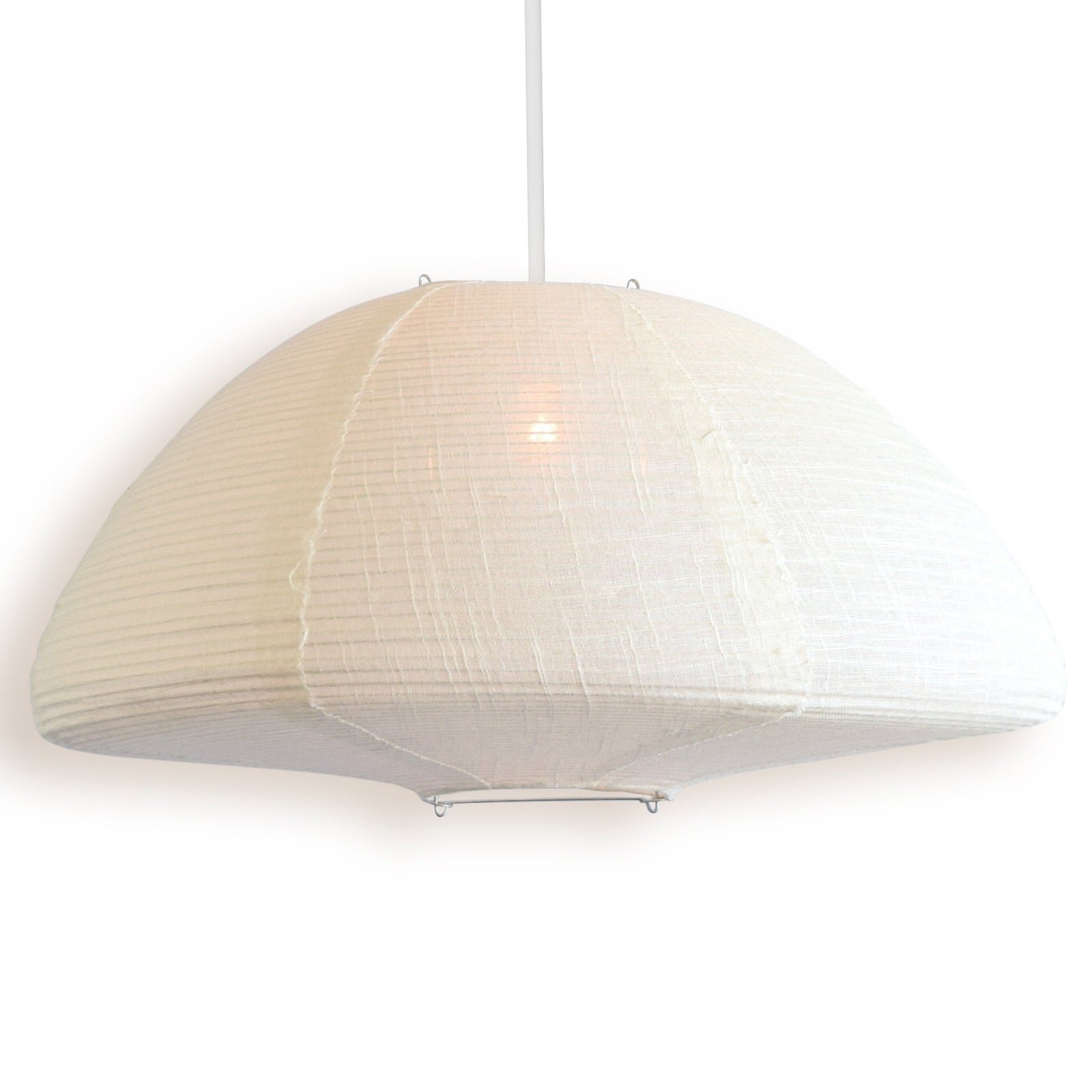 Mushroom Dome Shaped Linen Fabric Lantern Lampshade, Handcrafted, Durable, White Beige (19"W x 8"H) - Luna Bazaar | Boho & Vintage Style Decor