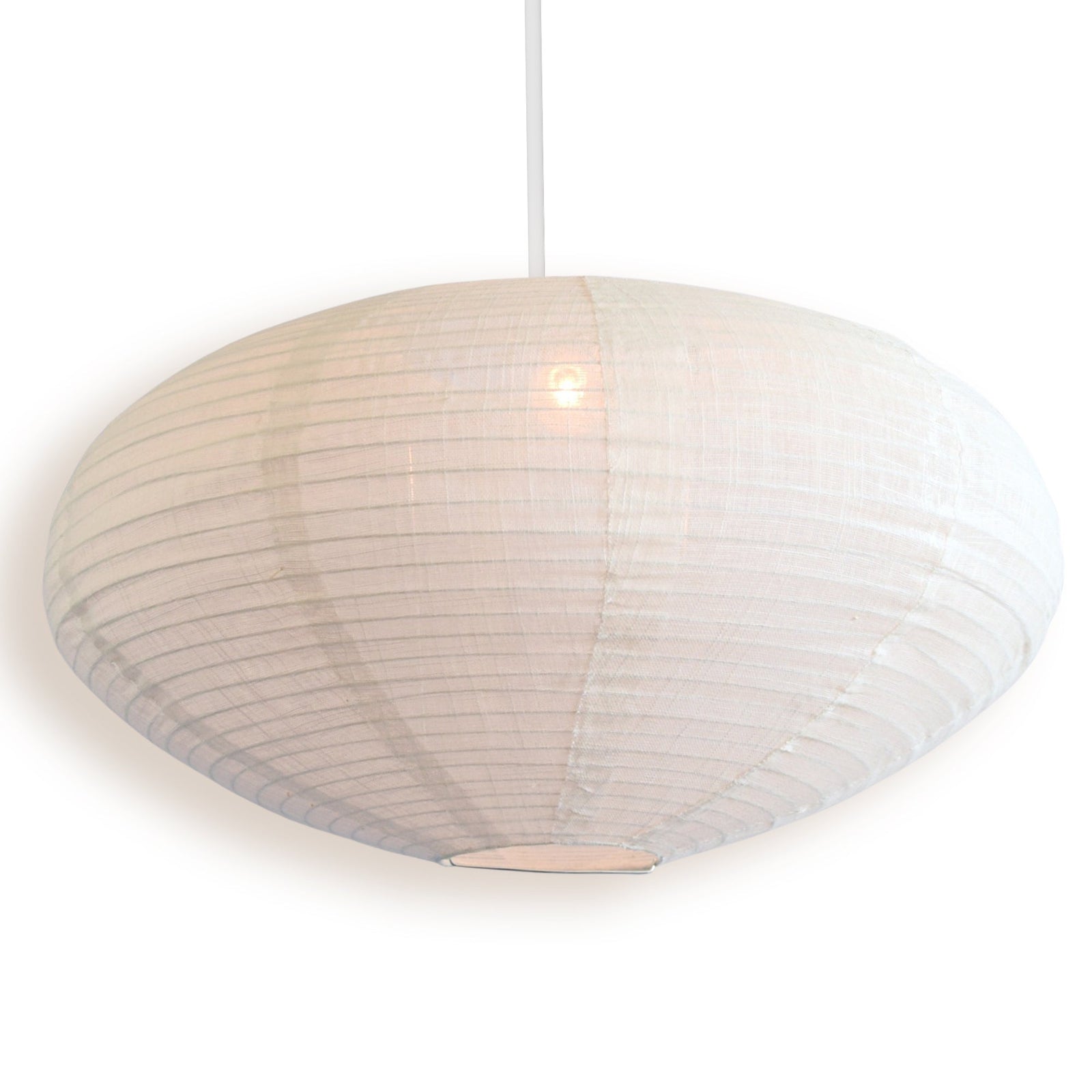 Large Saturn Oval Shaped Linen Fabric Lantern Lampshade, Handcrafted, Durable, White Beige (19"W x 10"H) - Luna Bazaar | Boho & Vintage Style Decor