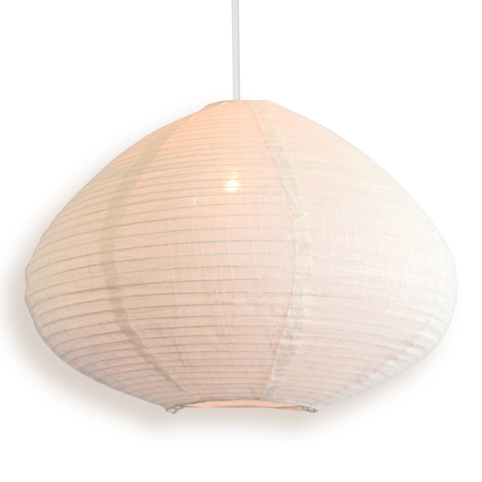 Bulbous Shaped Linen Fabric Lantern Lampshade, Handcrafted, Durable, White Beige (16"W x 11"H) - Luna Bazaar | Boho & Vintage Style Decor