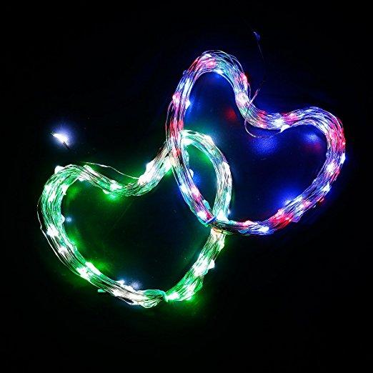 100 Blue LED Micro Fairy String Light, Waterproof Wire (33ft, AC Plug-in)