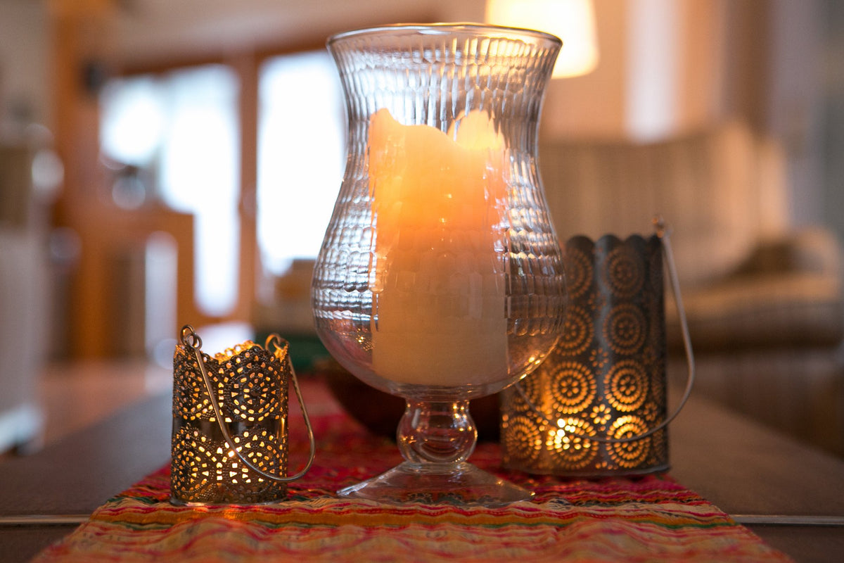CLOSEOUT 10&quot; Large Clear Abigail Hurricane Candle Holder and Vase - Luna Bazaar | Boho &amp; Vintage Style Decor
