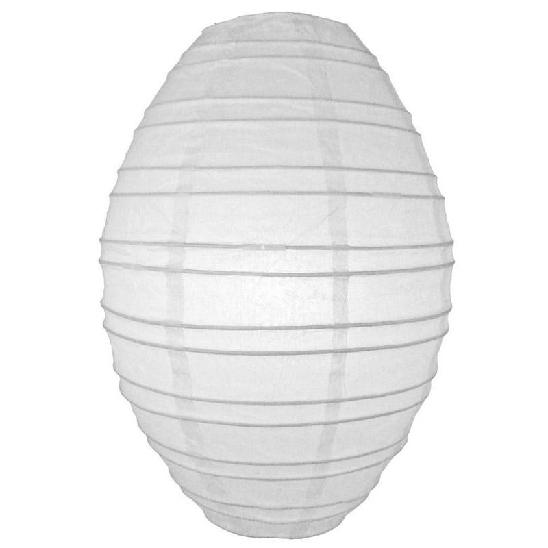 White Kawaii Unique Oval Egg Shaped Paper Lantern, 10-inch x 14-inch - Luna Bazaar | Boho &amp; Vintage Style Decor