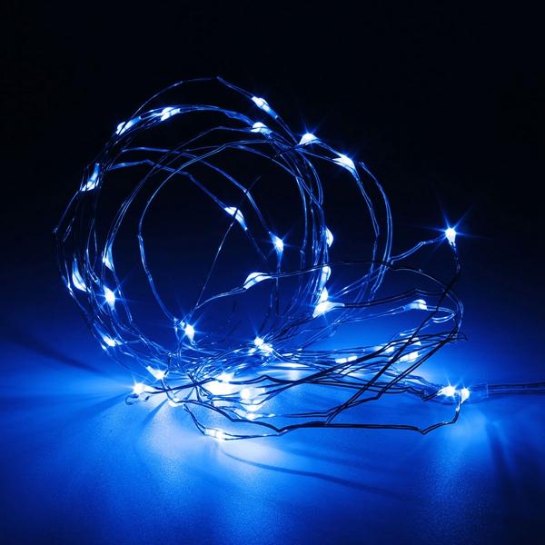 Fantado 20 Blue LED Micro Fairy String Light, Waterproof Wire w/ Timer (6ft, Battery Operated)
