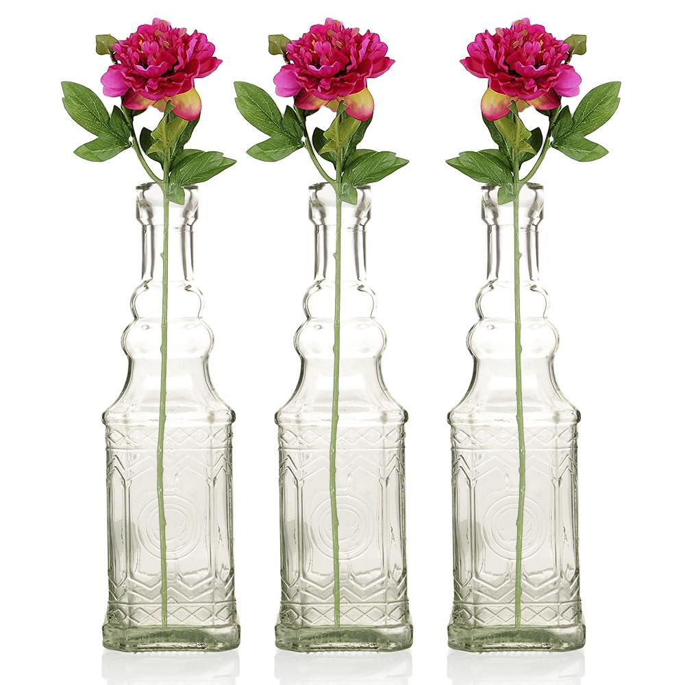 12-Pack 6.5&quot; Ella Clear Vintage Glass Bottle with Wedding Flower Bud Vase with Cork - Luna Bazaar | Boho &amp; Vintage Style Decor