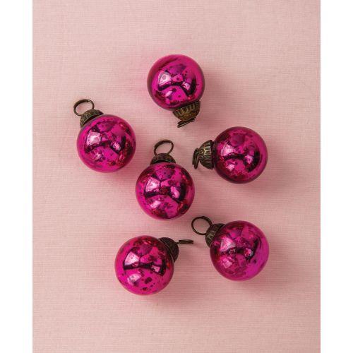 6 Pack | 1.5-Inch Fuchsia Ava Mini Mercury Handcrafted Glass Balls Ornaments Christmas Tree Decoration