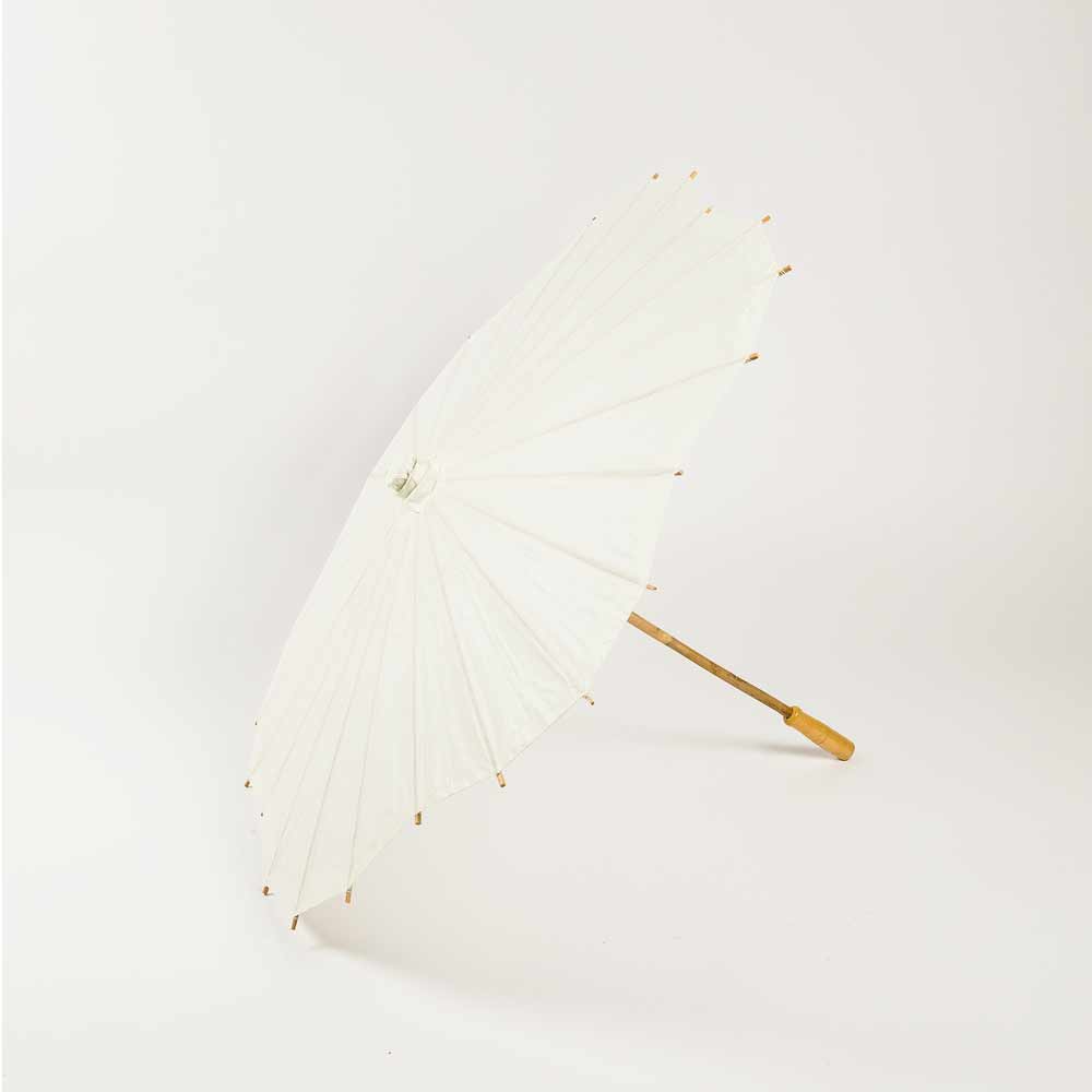 32 Inch Beige / Ivory Paper Parasol Umbrella, Scallop Blossom Shaped - LunaBazaar.com - Discover.Decorate. Celebrate.
