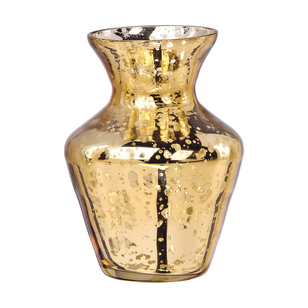 Vintage Mercury Glass Vase (4-Inch, Penelope Mini Urn Design, Gold) - Decorative Flower Vase - Home Decor, Party Decorations and Wedding Centerpieces - Luna Bazaar | Boho &amp; Vintage Style Decor