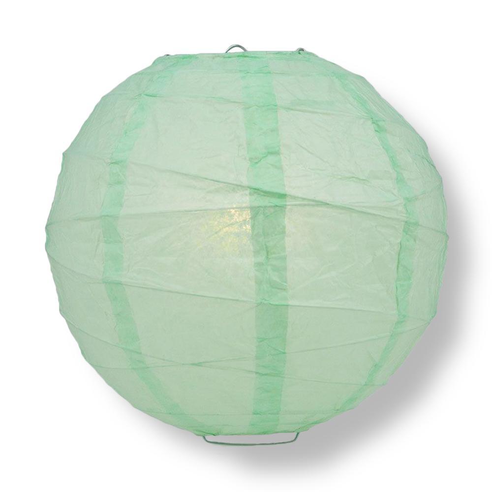 8 Inch Cool Mint Green Free-Style Ribbing Round Paper Lantern - Luna Bazaar | Boho & Vintage Style Decor