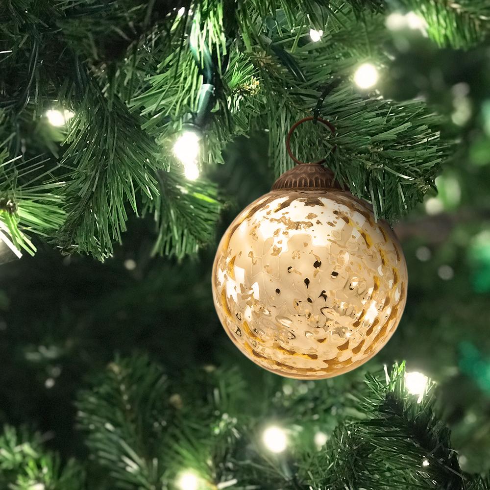 3-Inch Gold Joy Mercury Disco Ball Glass Ornament Christmas Tree Decoration - LunaBazaar.com - Discover. Decorate. Celebrate.