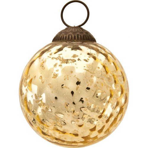 3-Inch Gold Joy Mercury Disco Ball Glass Ornament Christmas Tree Decoration
