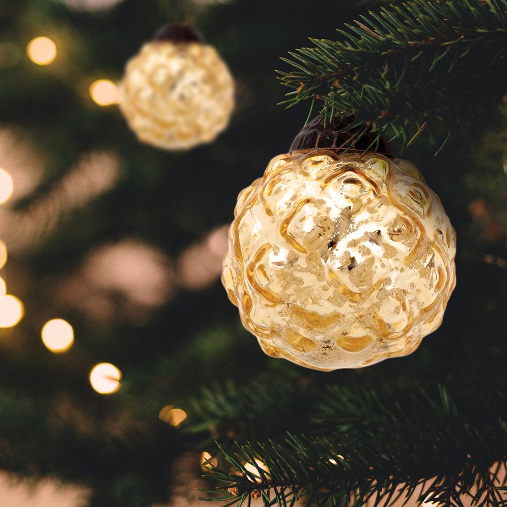2.25-Inch Gold Bonnie Mercury Glass Hobnail Ball Ornament Christmas Decoration - LunaBazaar.com - Discover. Decorate. Celebrate.