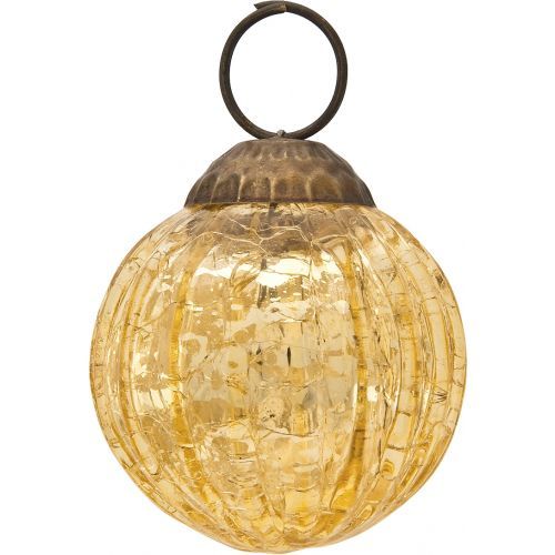 2-Inch Gold Mona Mercury Glass Lined Ball Ornament Christmas Decoration