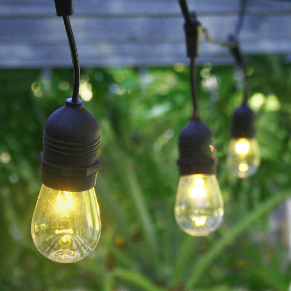 10 Suspended Socket Outdoor Commercial String Light Set, S14 Bulbs, 21 FT Black Cord w/ E26 Medium Base, Weatherproof - LunaBazaar - Discover. Decorate. Celebrate.