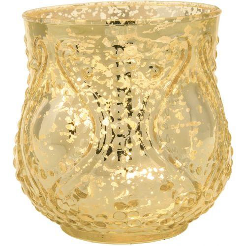 Vintage Mercury Glass Candle Holder (4-Inch, Rose Design, Large Nouveau Motif, Gold) - Decorative Candle Holder - Home Decor and Wedding Centerpieces - Luna Bazaar | Boho &amp; Vintage Style Decor