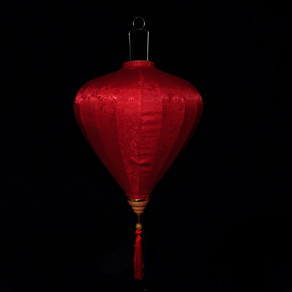 Extra Large Red Vietnamese Silk Lantern, Garlic Umbrella Shaped - Luna Bazaar | Boho & Vintage Style Decor