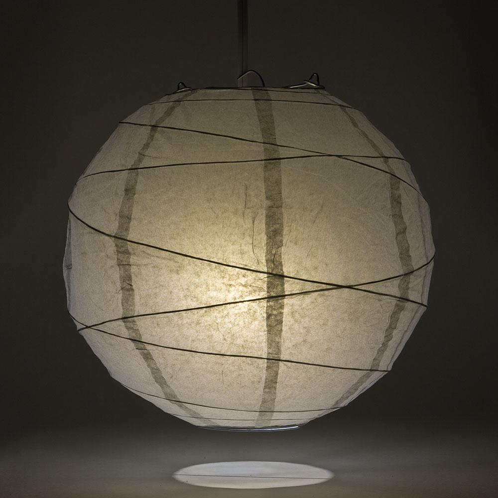 16" Gray / Grey Round Paper Lantern, Crisscross Ribbing, Chinese Hanging Wedding & Party Decoration - Luna Bazaar | Boho & Vintage Style Decor