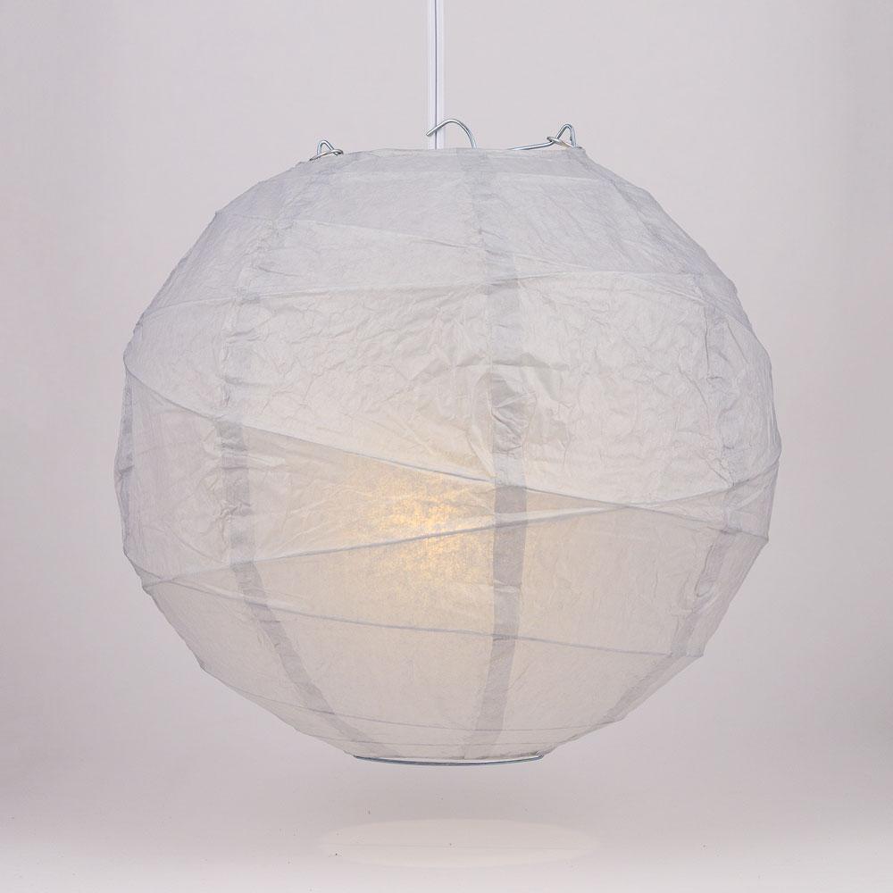 16" Gray / Grey Round Paper Lantern, Crisscross Ribbing, Chinese Hanging Wedding & Party Decoration - Luna Bazaar | Boho & Vintage Style Decor