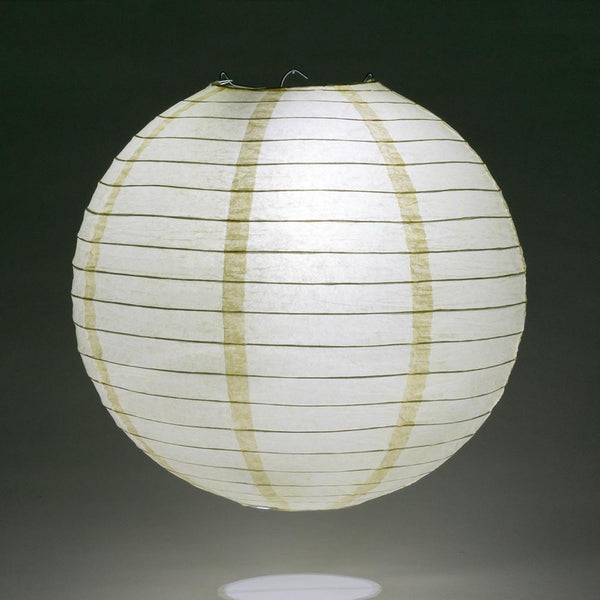 8" Ivory Round Paper Lantern, Even Ribbing, Hanging Decoration - PaperLanternStore.com - Paper Lanterns, Decor, Party Lights & More