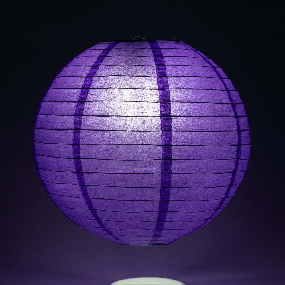 8" Plum Purple Round Paper Lantern, Parallel Ribbing, Chinese Hanging Wedding & Party Decoration - PaperLanternStore.com - Paper Lanterns, Decor, Party Lights & More