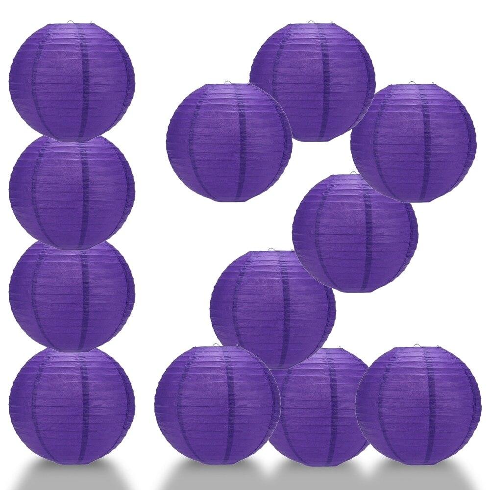 BULK PACK (12) 20" Plum Purple Round Paper Lantern, Parallel Ribbing, Chinese Hanging Wedding & Party Decoration - PaperLanternStore.com - Paper Lanterns, Decor, Party Lights & More