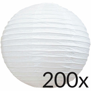BULK PACK (200) 12" White Round Parallel Ribbing Paper Lantern - PaperLanternStore.com - Paper Lanterns, Decor, Party Lights & More