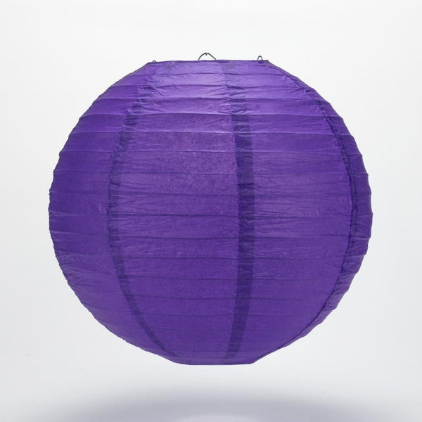 BULK PACK (12) 20" Plum Purple Round Paper Lantern, Parallel Ribbing, Chinese Hanging Wedding & Party Decoration - PaperLanternStore.com - Paper Lanterns, Decor, Party Lights & More