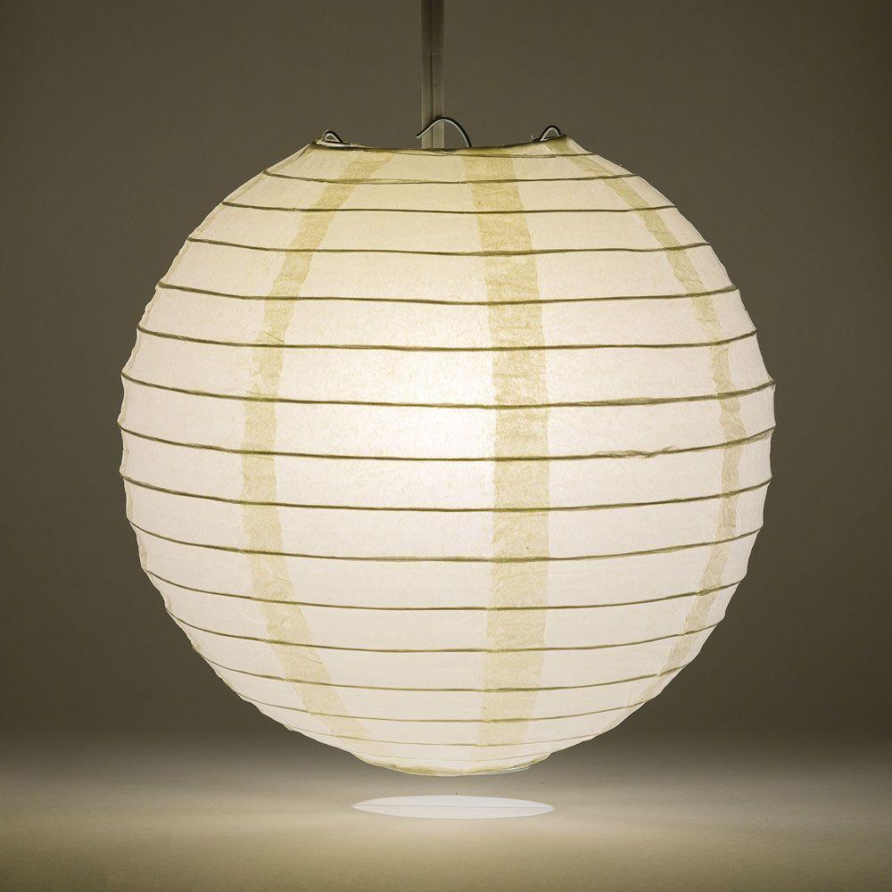 36" Beige / Ivory Jumbo Round Paper Lantern, Even Ribbing, Chinese Hanging Wedding & Party Decoration