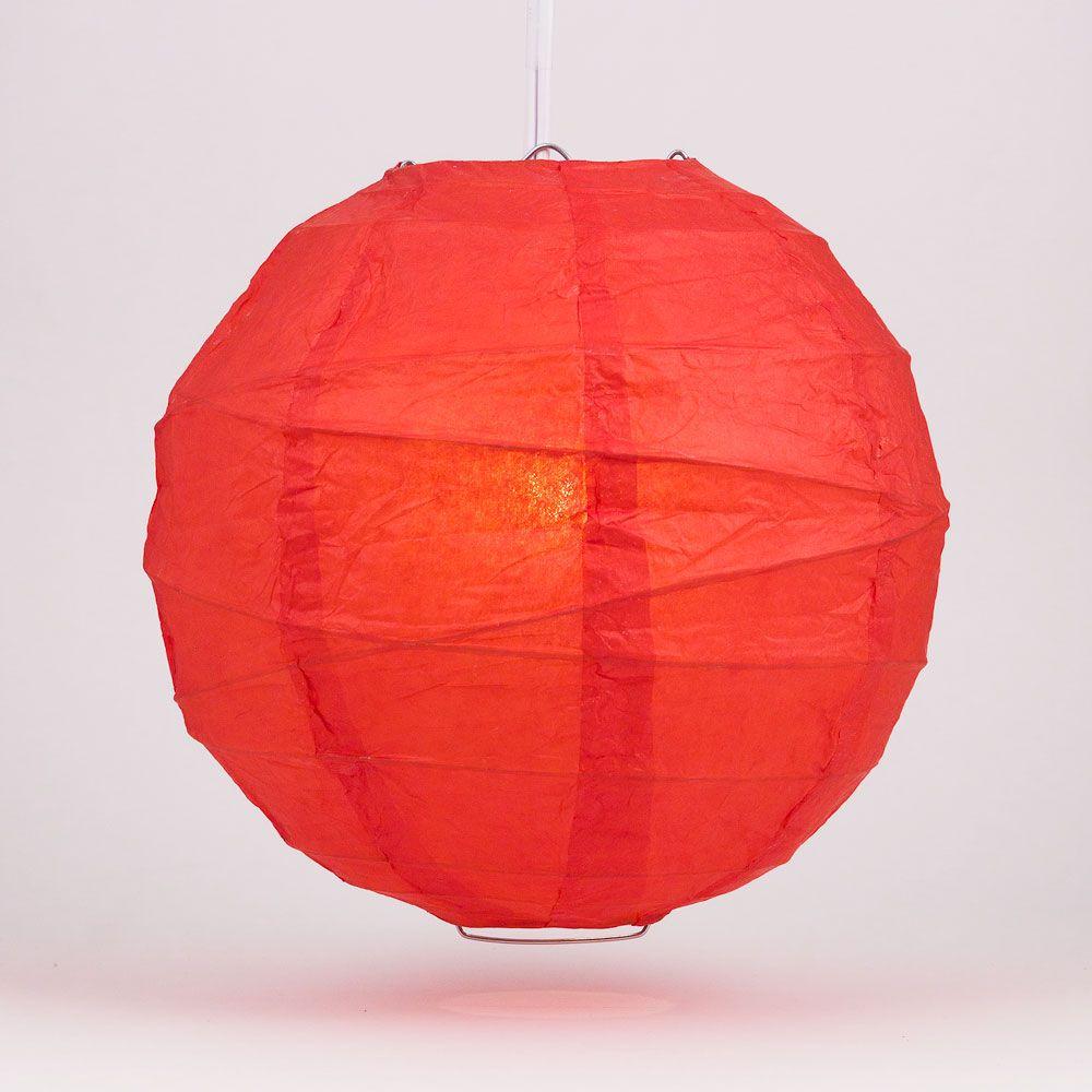 30" Red Jumbo Round Paper Lantern, Crisscross Ribbing, Chinese Hanging Wedding & Party Decoration