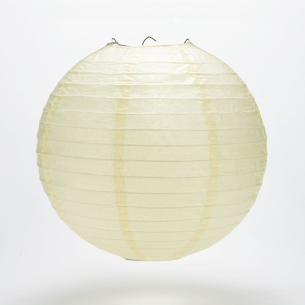 30" Ivory Jumbo Round Paper Lantern, Even Ribbing, Chinese Hanging Wedding & Party Decoration - PaperLanternStore.com - Paper Lanterns, Decor, Party Lights & More
