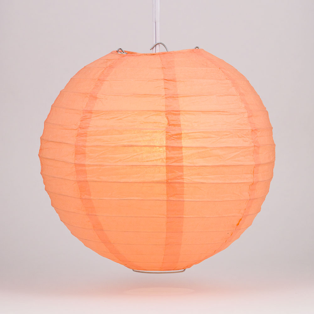 30" Peach / Orange Coral Jumbo Round Paper Lantern, Even Ribbing, Chinese Hanging Wedding & Party Decoration - PaperLanternStore.com - Paper Lanterns, Decor, Party Lights & More