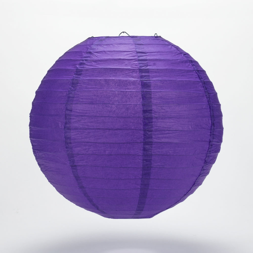 30" Plum Purple Jumbo Round Paper Lantern, Even Ribbing, Chinese Hanging Wedding & Party Decoration - PaperLanternStore.com - Paper Lanterns, Decor, Party Lights & More