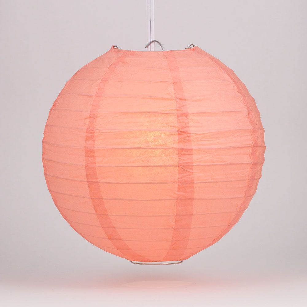 30" Roseate / Pink Coral Jumbo Round Paper Lantern, Even Ribbing, Chinese Hanging Wedding & Party Decoration - PaperLanternStore.com - Paper Lanterns, Decor, Party Lights & More