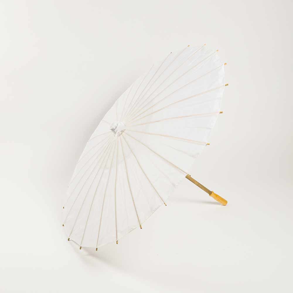 28" White Parasol Umbrella, Premium Nylon - PaperLanternStore.com - Paper Lanterns, Decor, Party Lights & More