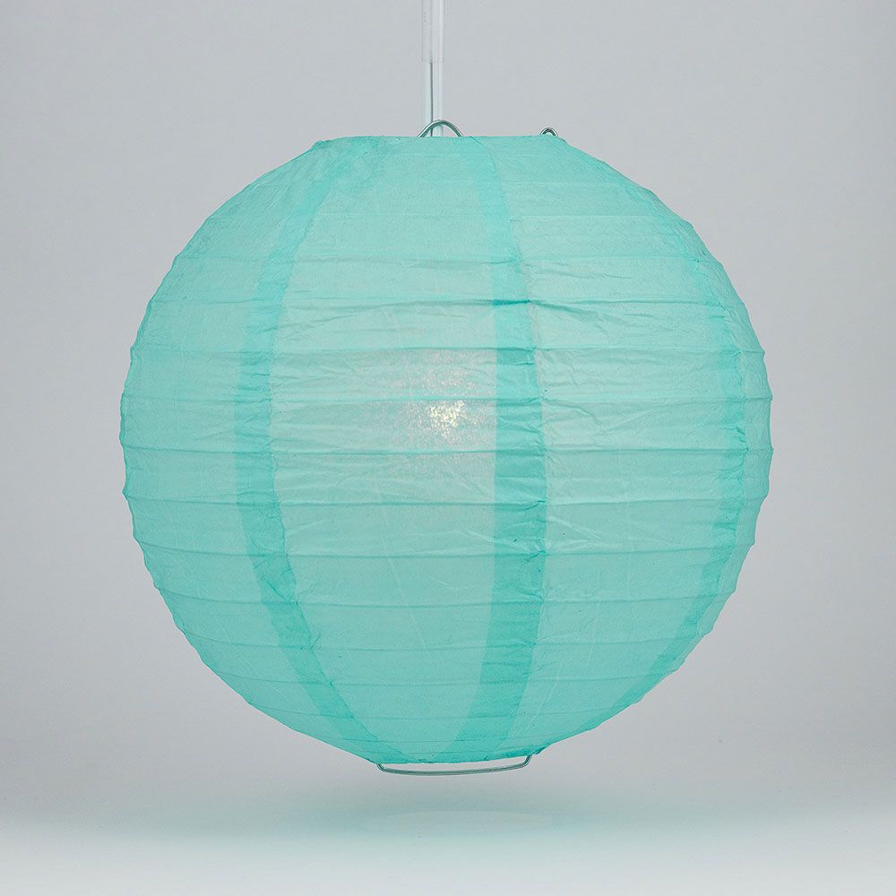 36" Water Blue Jumbo Round Paper Lantern, Even Ribbing, Chinese Hanging Wedding & Party Decoration - PaperLanternStore.com - Paper Lanterns, Decor, Party Lights & More