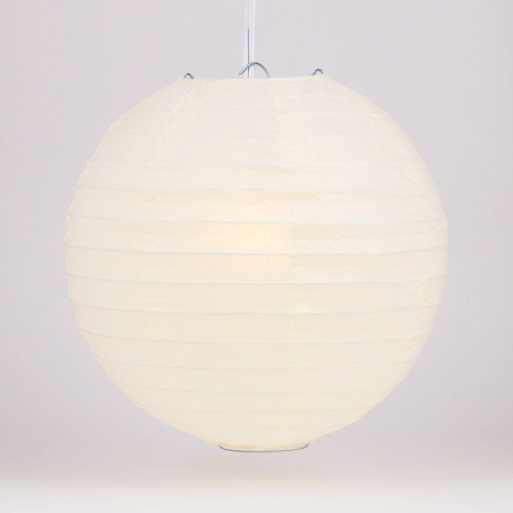 30" Beige / Ivory Jumbo Round Paper Lantern, Even Ribbing, Chinese Hanging Wedding & Party Decoration
