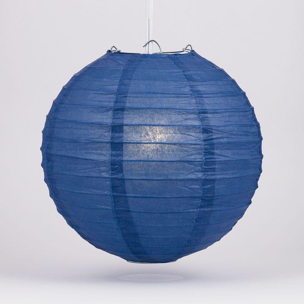 6" Navy Blue Round Paper Lantern, Parallel Ribbing, Chinese Hanging Wedding & Party Decoration - PaperLanternStore.com - Paper Lanterns, Decor, Party Lights & More