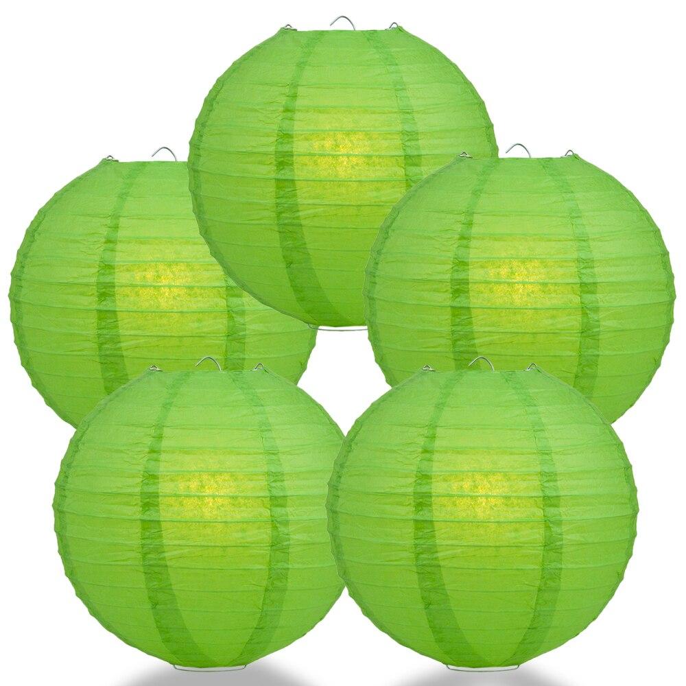 BULK PACK (5) 10" Grass Greenery Round Paper Lantern, Parallel Ribbing, Chinese Hanging Wedding & Party Decoration - PaperLanternStore.com - Paper Lanterns, Decor, Party Lights & More