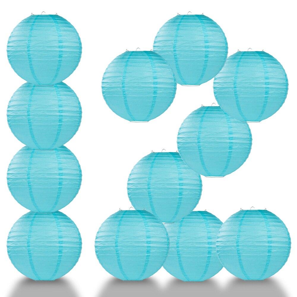 BULK PACK (12) 20" Baby Blue Round Paper Lantern, Parallel Ribbing, Chinese Hanging Wedding & Party Decoration - PaperLanternStore.com - Paper Lanterns, Decor, Party Lights & More