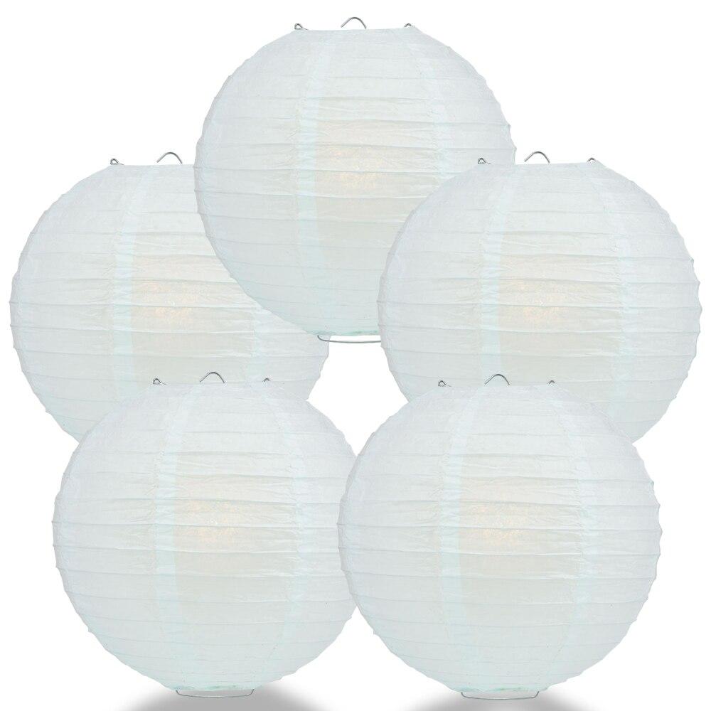 BULK PACK (5) 14" Arctic Spa Blue Round Paper Lantern, Parallel Ribbing, Chinese Hanging Wedding & Party Decoration - PaperLanternStore.com - Paper Lanterns, Decor, Party Lights & More