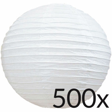BULK PACK (500) 8" White Round Parallel Ribbing Paper Lantern, Hanging Decoration - PaperLanternStore.com - Paper Lanterns, Decor, Party Lights & More
