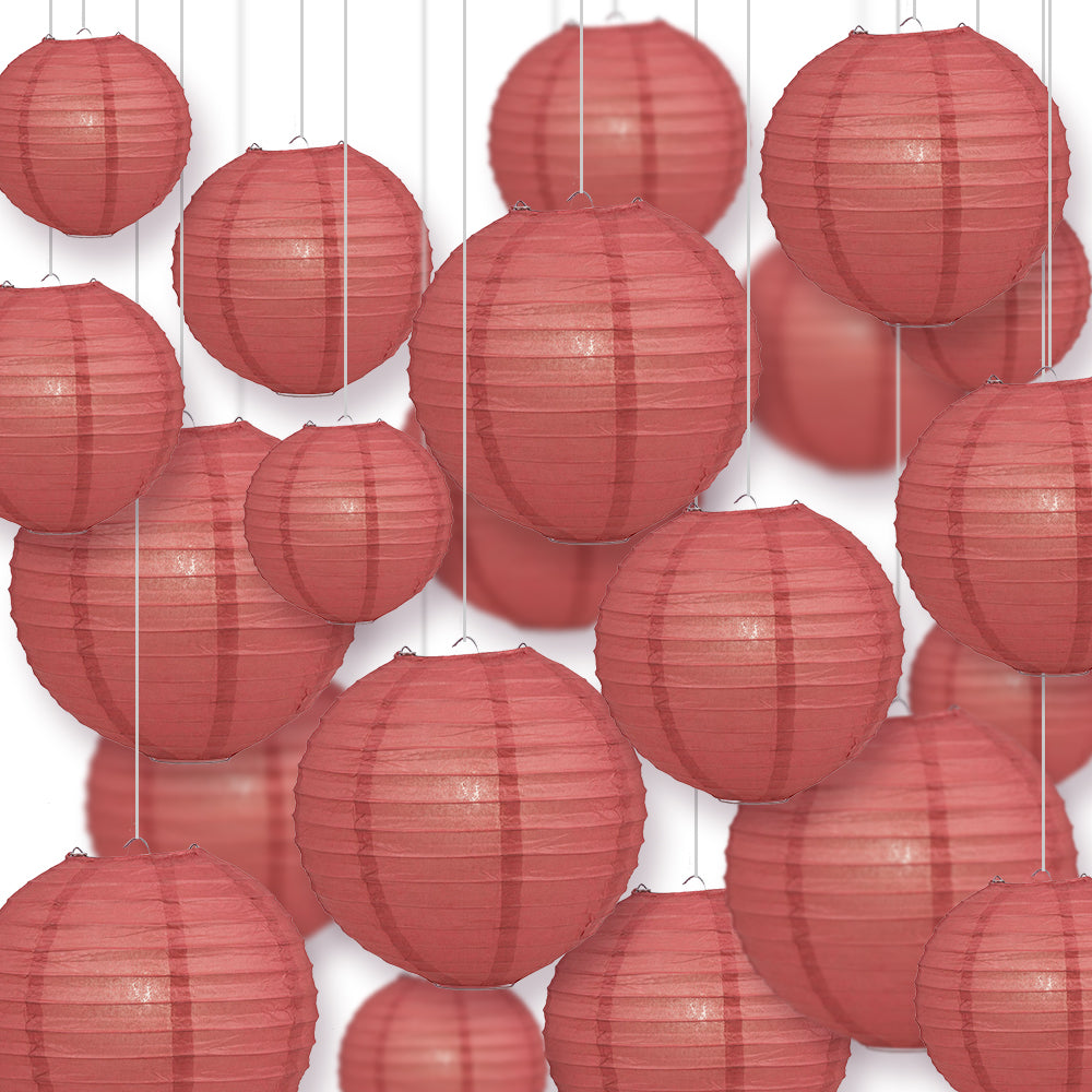 Ultimate 20pc Marsala Burgundy Wine Paper Lantern Party Pack - Assorted Sizes of 6, 8, 10, 12 for Weddings, Birthday, Parallelts and Decor