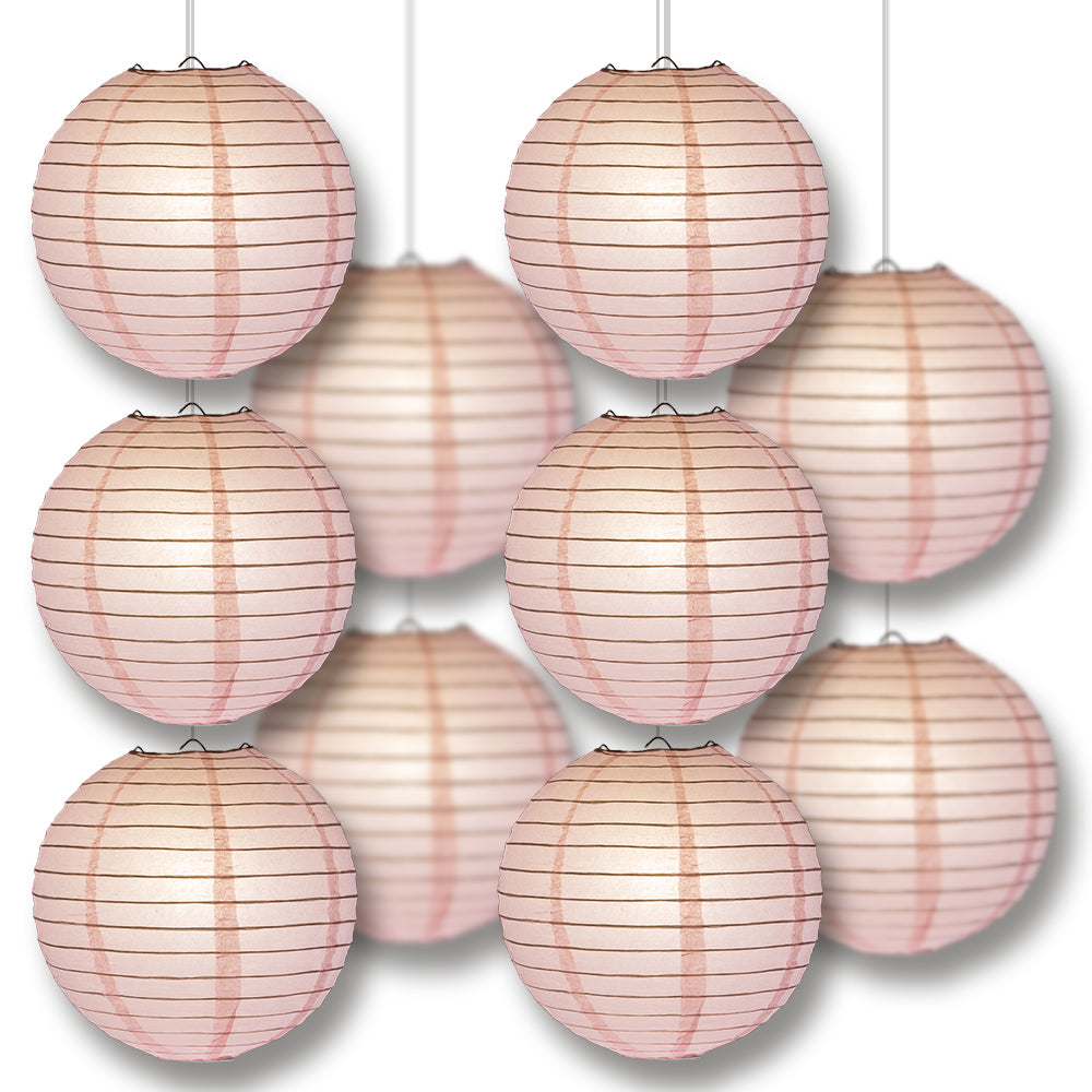 MoonBright Pink Paper Lantern 10pc Party Pack with Remote Controlled LED Lights Included - PaperLanternStore.com - Paper Lanterns, Decor, Party Lights & More