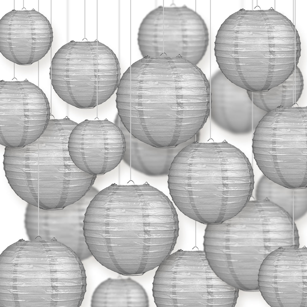 Ultimate 20pc Silver Paper Lantern Party Pack - Assorted Sizes of 6, 8, 10, 12 for Weddings, Birthday, Parallelts and Decor