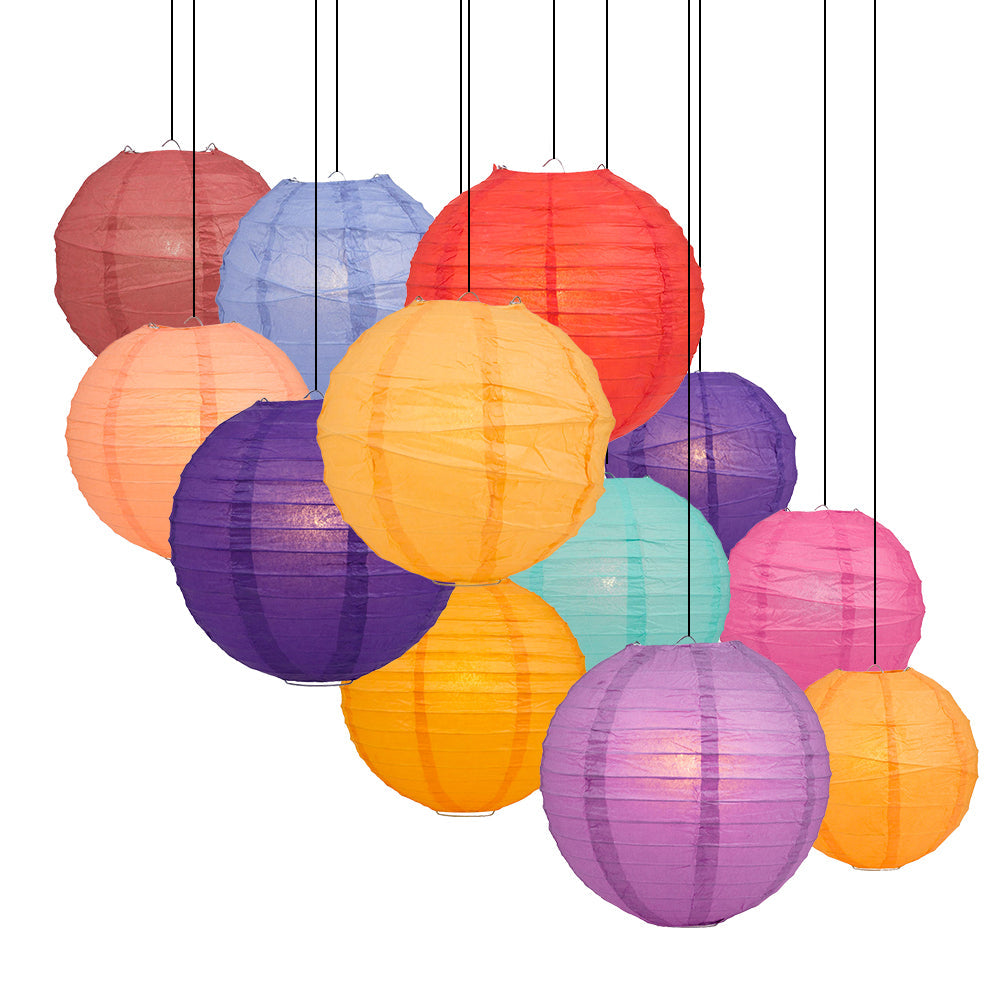 Desert Sunset Multicolored Paper Lantern Set - 12 pieces - Luna Bazaar | Boho & Vintage Style Decor
