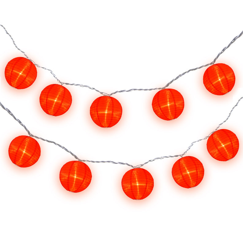 BLOWOUT 4" Red Shimmering Nylon Lantern Party String Lights (8FT, Expandable) - Luna Bazaar | Boho & Vintage Style Decor