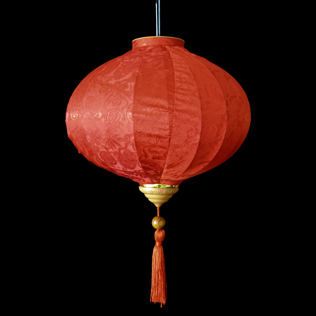 Small Red Vietnamese Silk Lantern, Round Shaped - Luna Bazaar | Boho &amp; Vintage Style Decor
