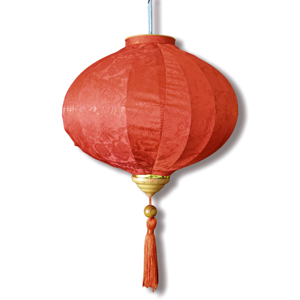 Large Red Vietnamese Silk Lantern, Round Shaped - Luna Bazaar | Boho &amp; Vintage Style Decor