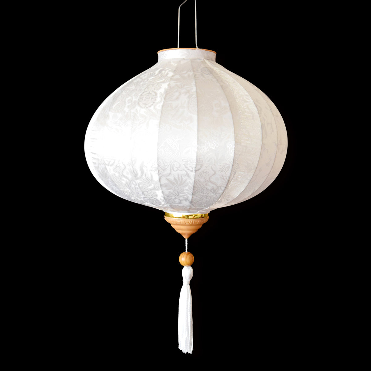 XXL White Vietnamese Silk Lantern, Round Shaped - Luna Bazaar | Boho &amp; Vintage Style Decor