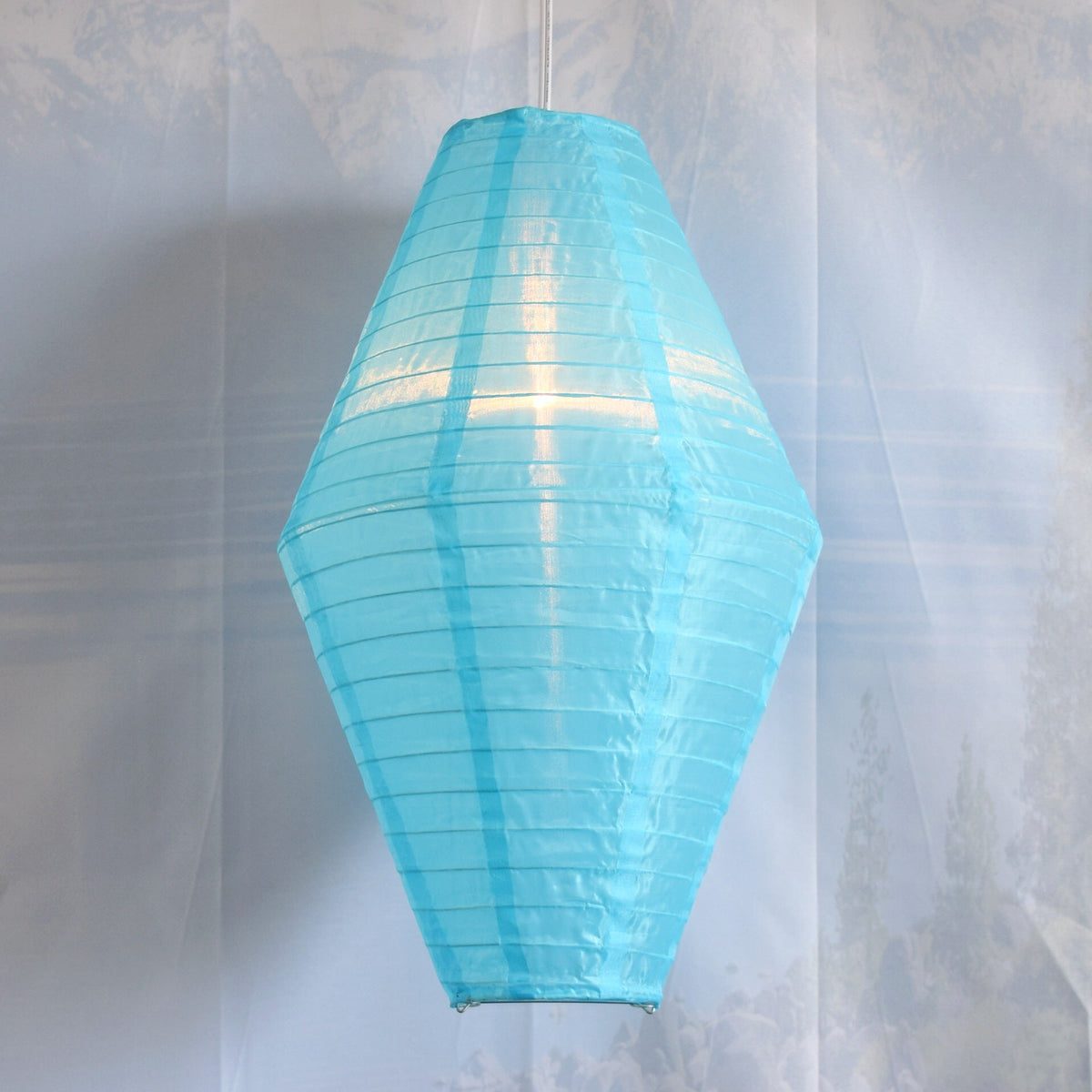 Baby Blue Diamond Unique Shaped Shimmering Nylon Lantern, 12-inch x 19-inch